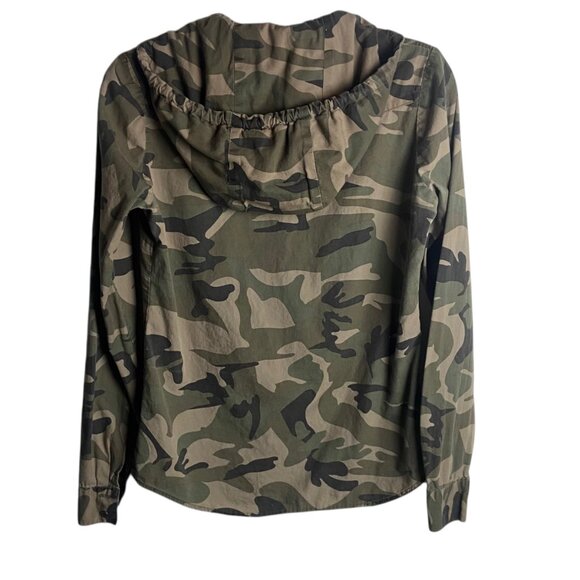 Vintage Y2K Wet Seal Size Small Hooded Camo Button Down Shirt Grunge Military - Picture 4 of 5